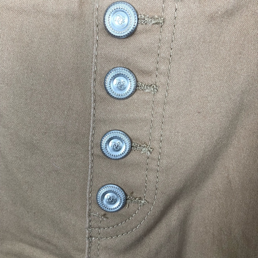 DG2 Stretch pull on Faux Button Front Wide-Leg Trouser Jeans Petite Large Tan - Picture 4 of 11
